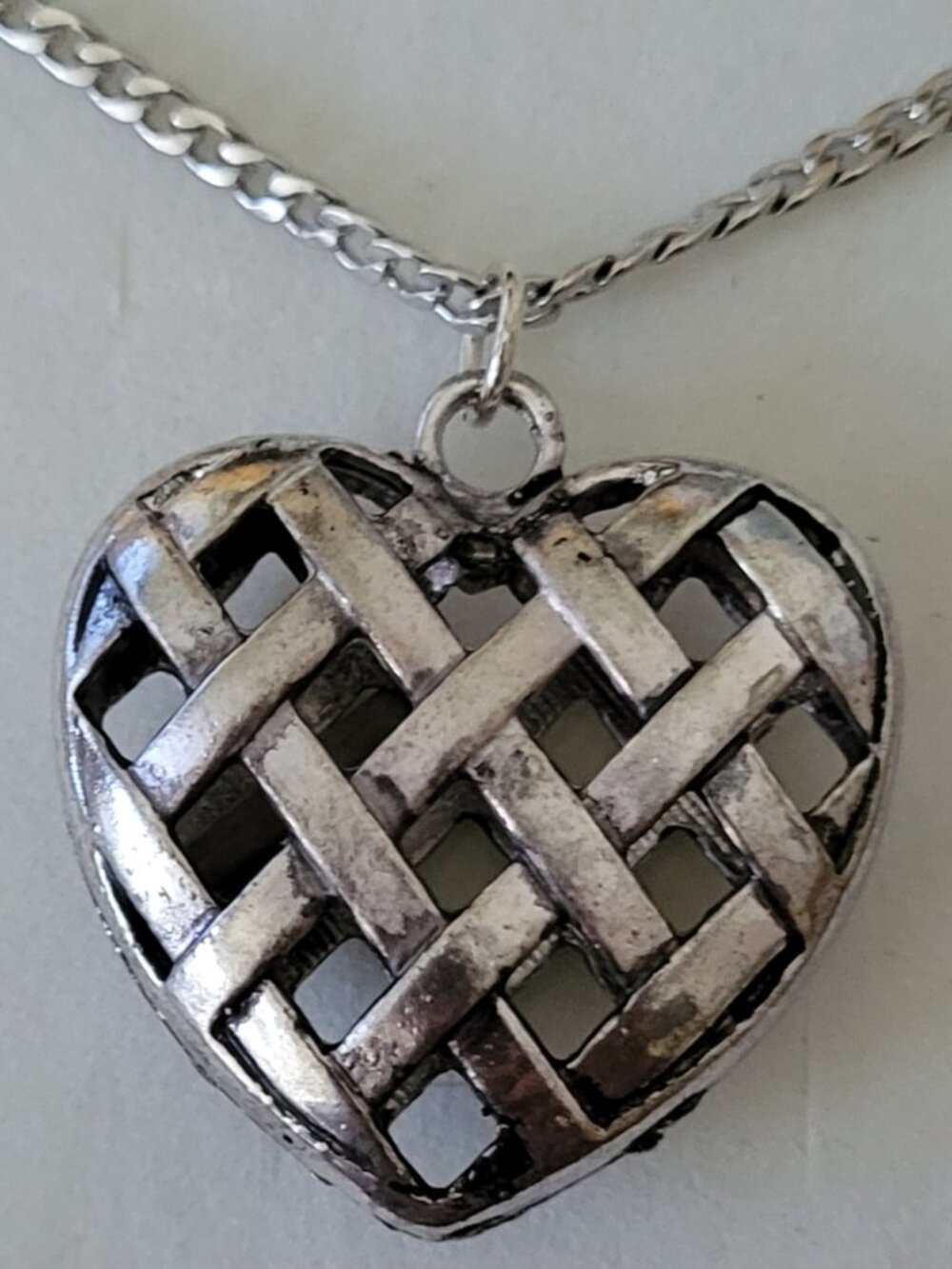 Black and Silver Mesh Heart Pendant